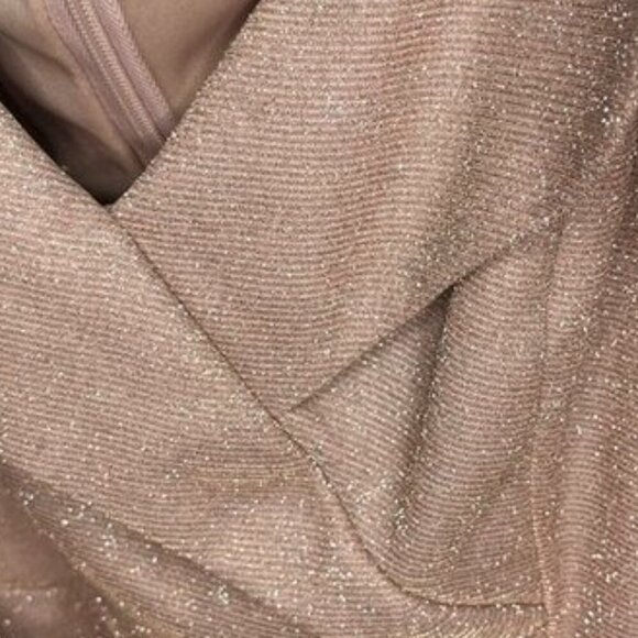 Xscape Metallic Off Shoulder Cascade Ruffle Holiday Party Dress 8 - Picture 12 of 14